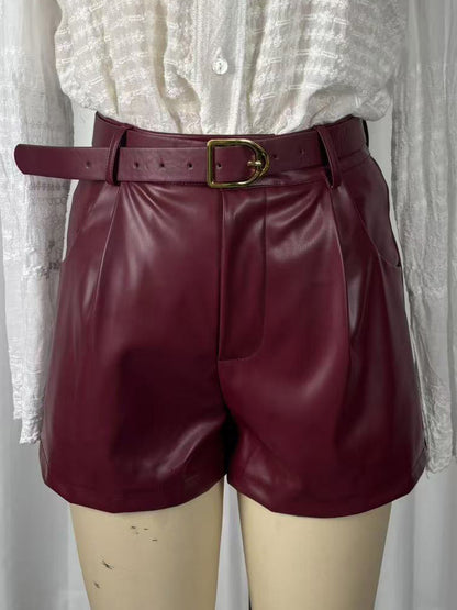 Woman's Shorts High Waist PU Leather Hot Pants