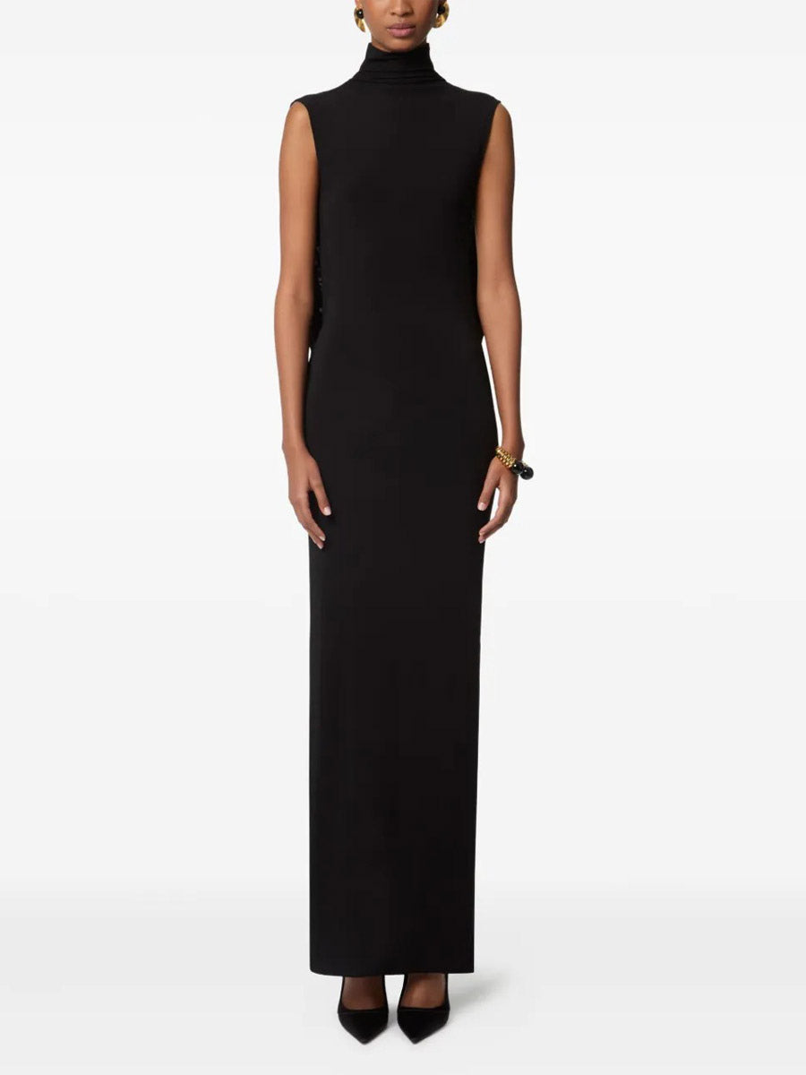 Party Dress Maxi Bronze High Collar Sleeveless Slim Fit Bodycon Sexy Semi Formal Dress