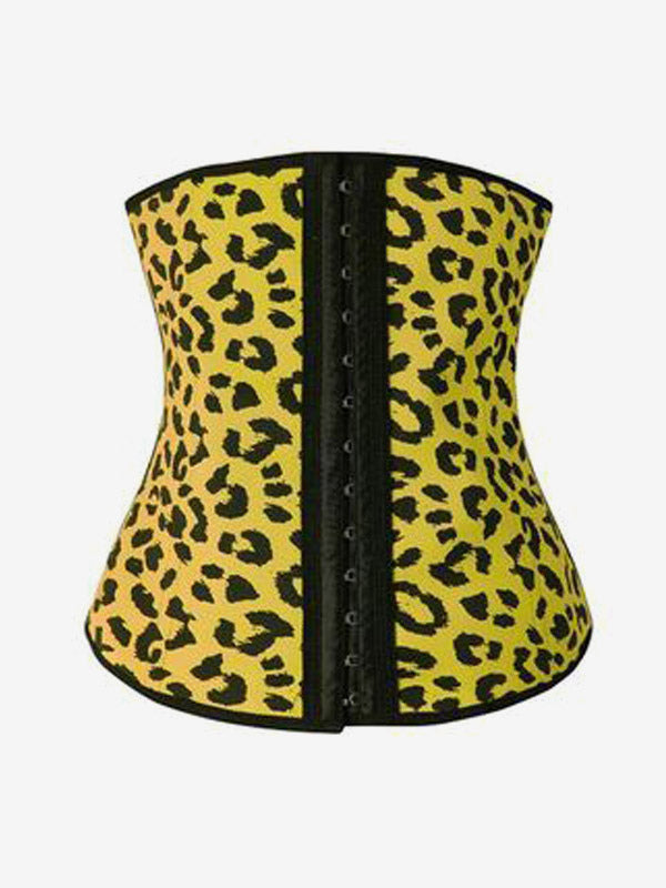 Leopard Floral Print Underbust Corset Front Hook Waist Trainer Cincher