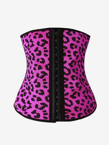 Leopard Floral Print Underbust Corset Front Hook Waist Trainer Cincher