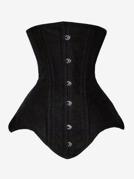Solid Matte Underbust Corset Front Hooks Back Lace Up Waist Trainer