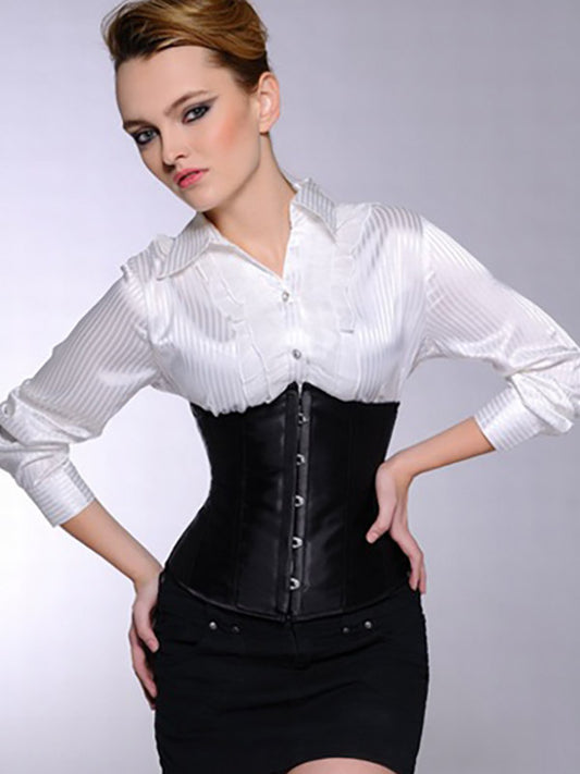 Vintage Solid Color Long Line Body Shaper Back Lace Up Corset