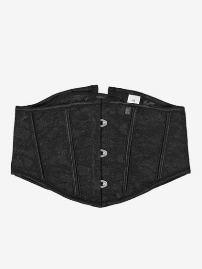 Sheer Floral Lace Short Waist Trainer Corset Front Hook Back Lace Up