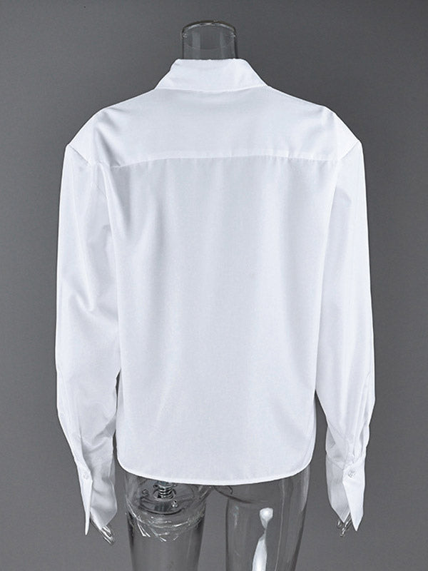Oversized Point Collar Wide Cuff Long Sleeve Dress Shirt