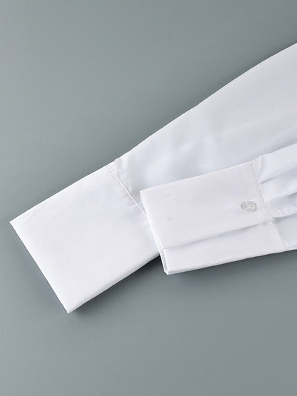 Oversized Point Collar Wide Cuff Long Sleeve Dress Shirt