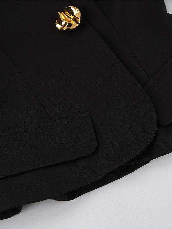 2 Piece Blazer Pant Suit Set Puff Sleeve Blazer Wide Leg Pants Women Formal 2 Piece Blazer Pant Suit Set