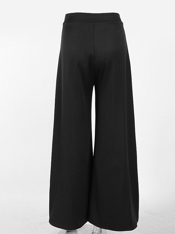 Wide Leg Pants Double Layer Split Mesh Flowy High Waist Women Palazzo Wide Leg Pants