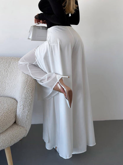 Wide Leg Pants Double Layer Split Mesh Flowy High Waist Women Palazzo Wide Leg Pants