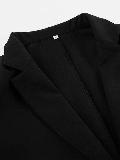 Short Length Mandarin Collar Suit Jacket Front Pocket Slim Cropped Outerwear