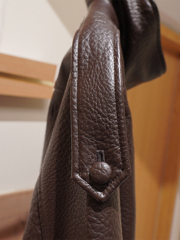 Vintage Solid Black Brown Faux Leather Bomber Relaxed Elastic Waist Hem Jacket