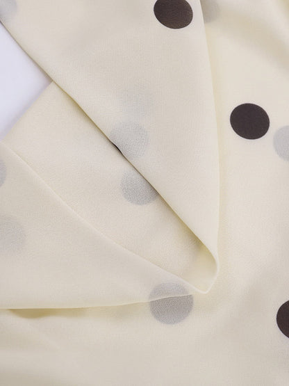 Date Night Dresses Cream Base Brown Polka Dot Halter Mini Cowl Neck Back Tie Wrap Bodycon Party Dress