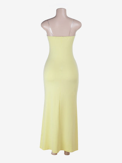Party Dresses Yellow Strapless Lace Corset Maxi Dress Sweetheart Bustier Bodycon Mermaid Evening Gown
