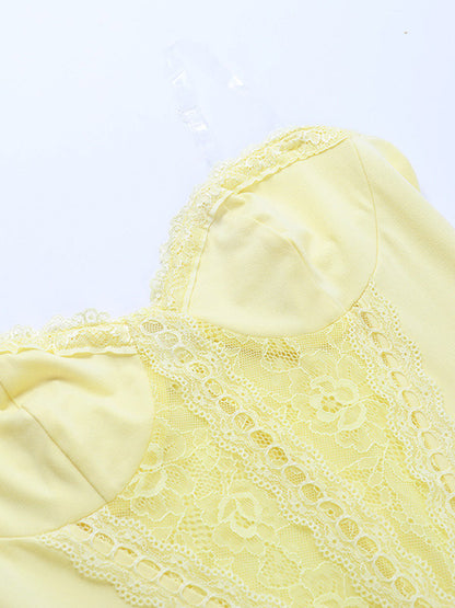 Party Dresses Yellow Strapless Lace Corset Maxi Dress Sweetheart Bustier Bodycon Mermaid Evening Gown