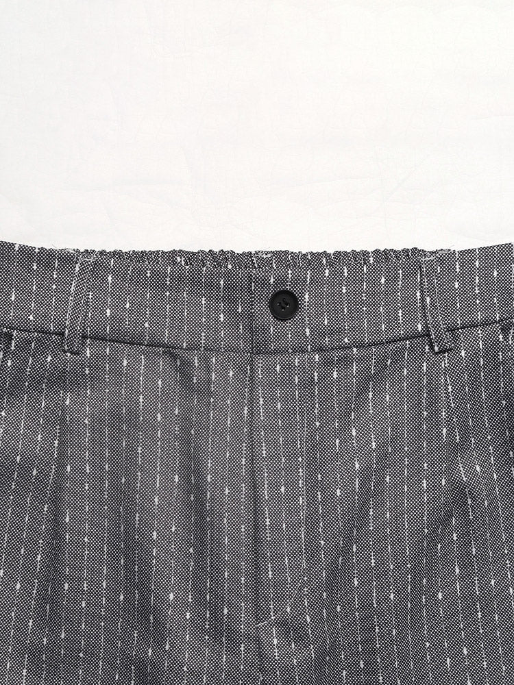 Grey Vertical Striped Wide Leg Trousers High Waist Elastic Back Loose Casual Palazzo Pants