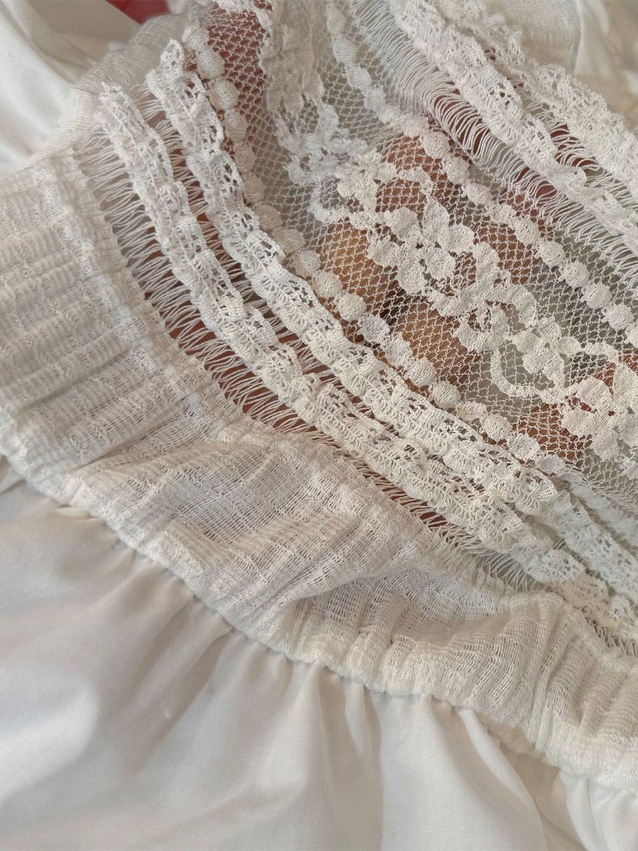 Bohemian Hollow Lace Waist Cami Dress Tie Bust A-line Short Summer Party Dress