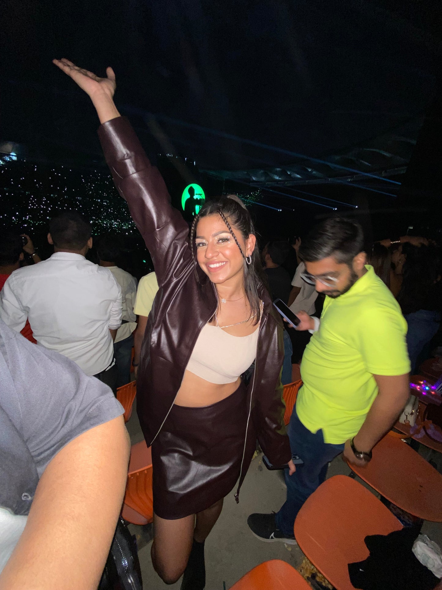 Leather Long Jacket & Short Skirt Coord Set