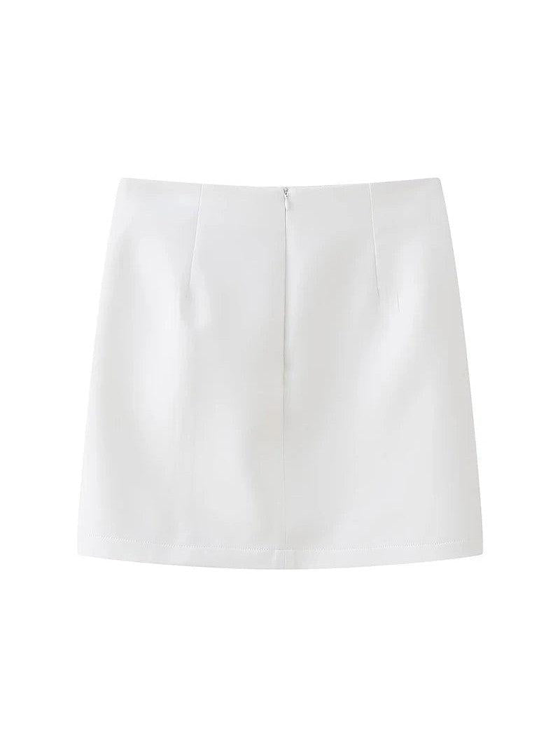 Red & White Halterneck Crop Waist Coat Vest & Skirt Coord Set