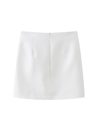 Red & White Halterneck Crop Waist Coat Vest & Skirt Coord Set