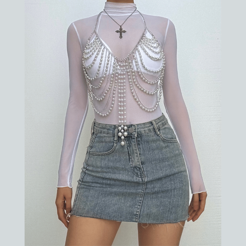 Halter hollow out beaded crop cut out top