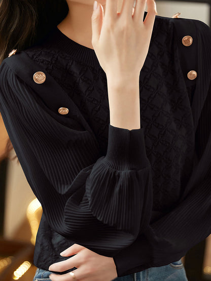 Alyssa Elegant Balloon Sleeve Knitted Blouse