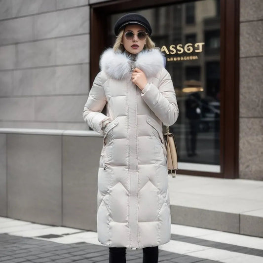 | Women's Winter Quilted Coat with Hood Trim