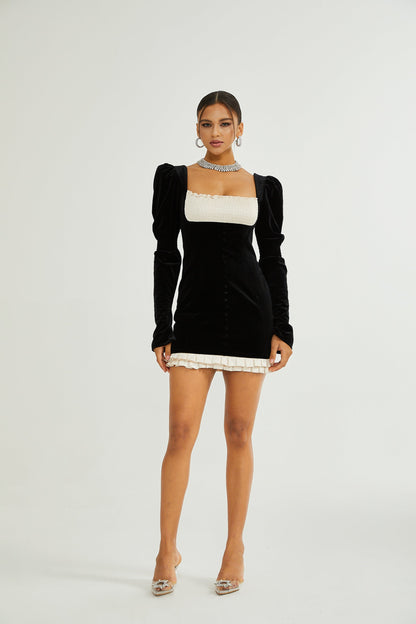 Frederica Square Neck Velvet Mini Dress