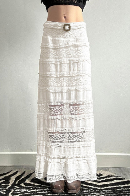 Sexy Sheer Lace Low-Waist Maxi Skirt