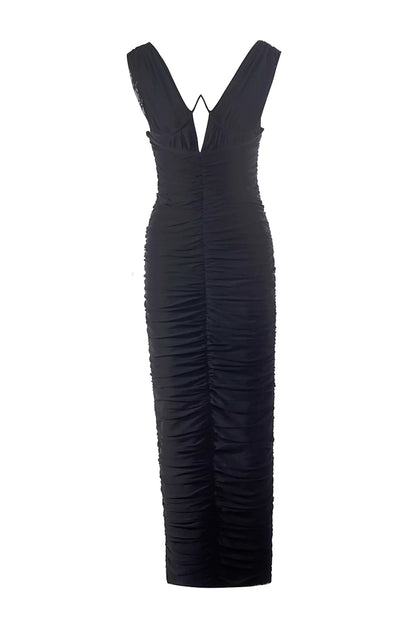 Hana Black V-neck Bandage Dress
