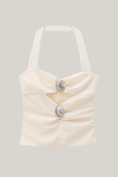 Seashell Trimmed Halterneck Top