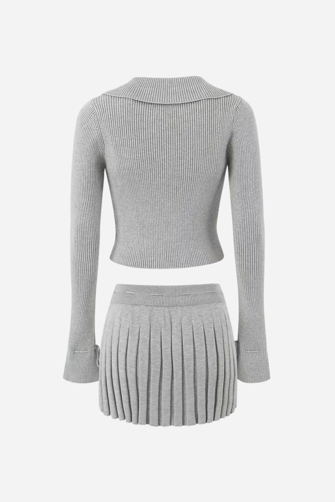 Bowknot Ribbed Three-piece Knitted Set