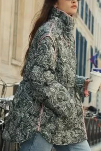 Fashionable and Casual Loose Cotton Printed Long-sleeved Jacket