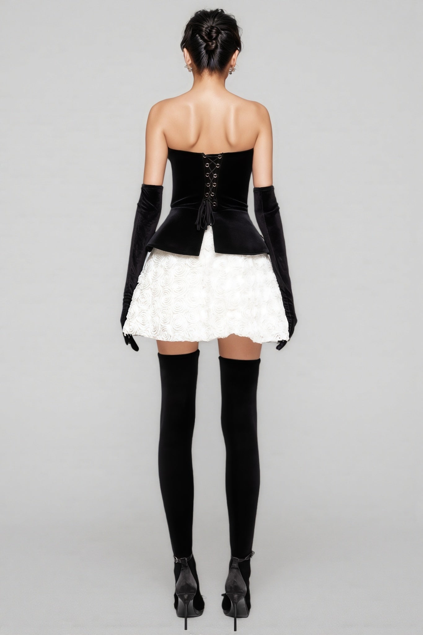 Lyna Petal Layerd Velvet Mini Dress