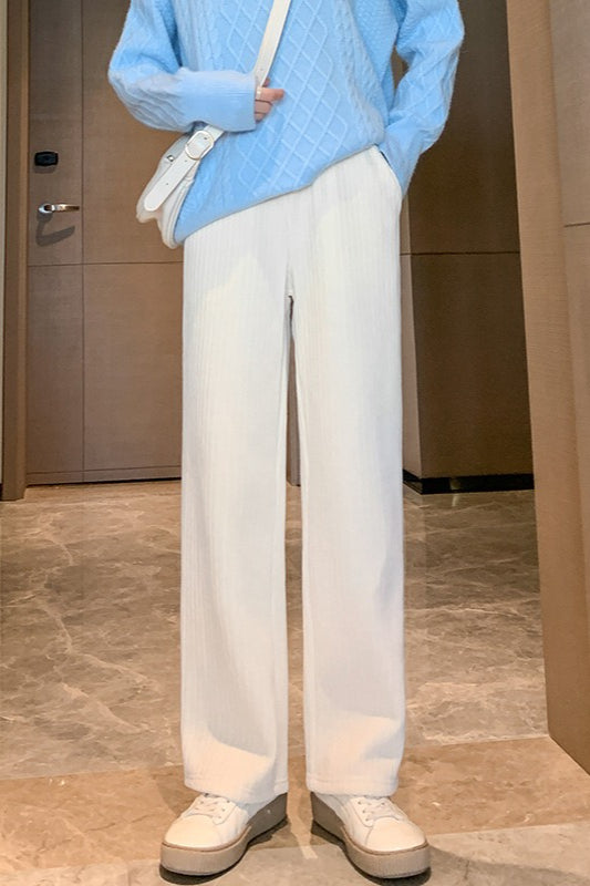 High Waist Corduroy Knit Pants