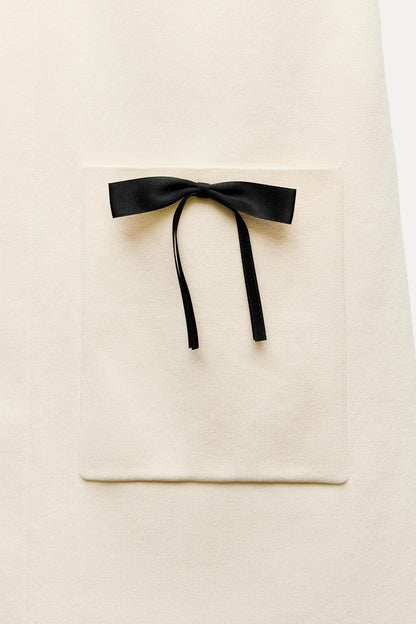 Round Neck Bow Knit Mini Dress