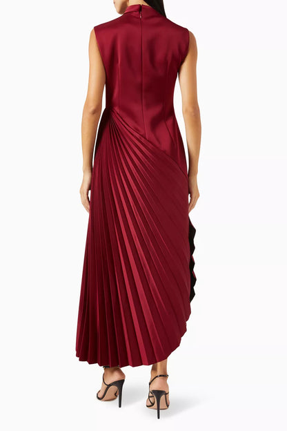 Sophia Asymmetric Pleated Midi Dress