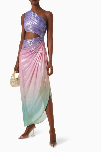 Yvonne One Shoulder Draped Cutout Maxi Dress