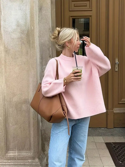 Sweet Crew Neck Pullover Sweater