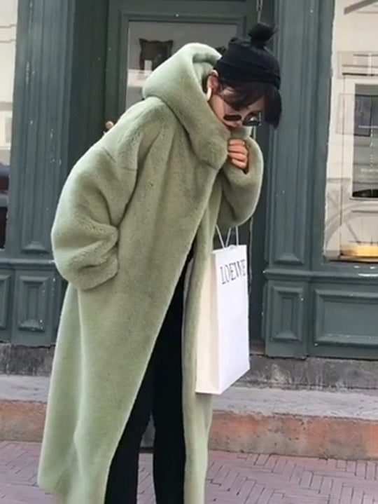 Faux Fur Coats For Women Hooded Winter Eco-friendly Long Jacket 2026