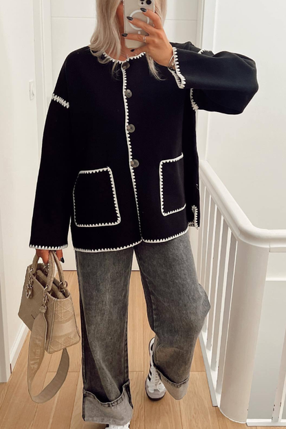 Fashionable Color-block Woolen Coat