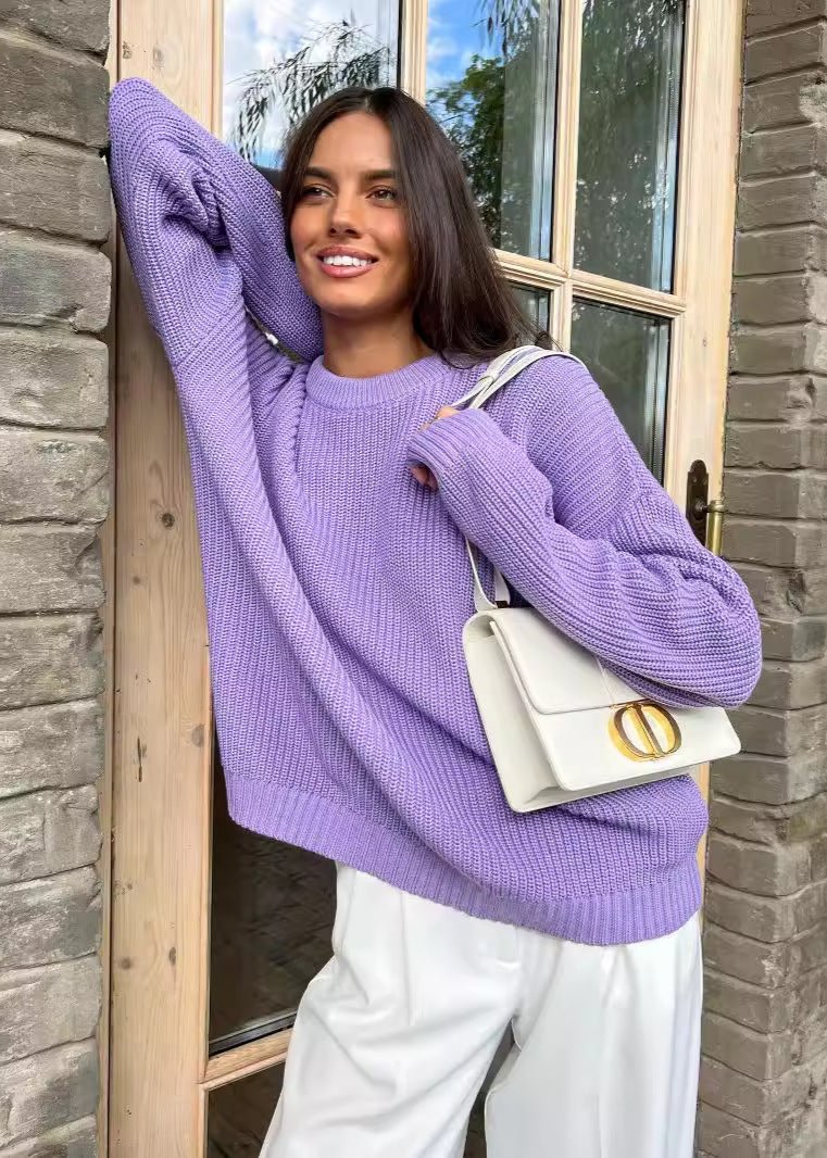 Chic Round Neck Loose Sweater