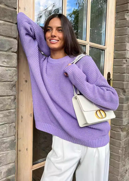 Chic Round Neck Loose Sweater
