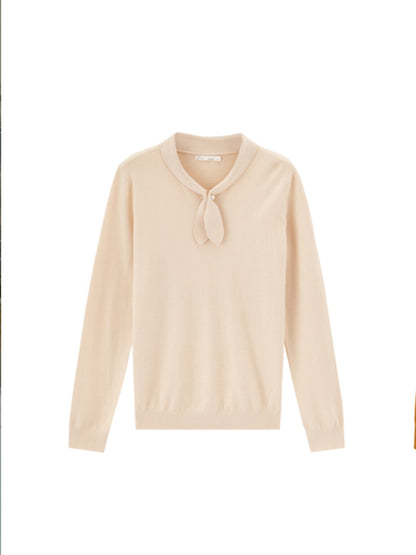 Adorable Vintage Rabbit Collar Knit Red Top-Beige