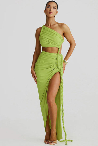 Strapless Cut-Out Lace-Up Maxi Dress