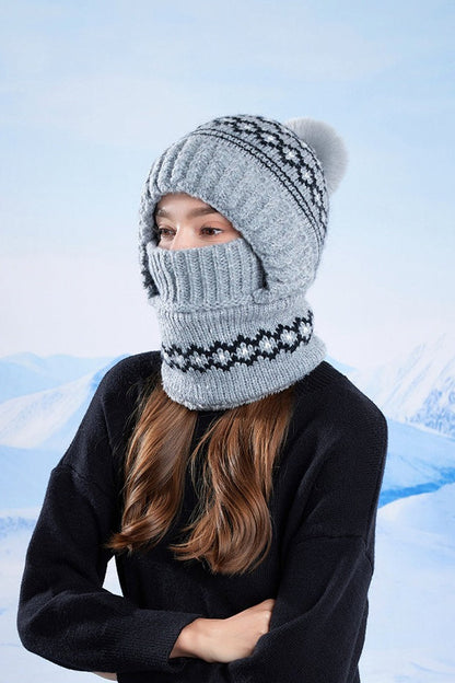 Chunky Knit Balaclava Scarf with Hat