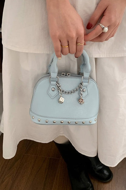 Stylish Metal Charm Sophisticated Top Handle Crossbody Bag