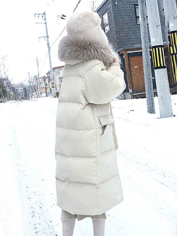 Puffer Coats For Women Ecru White Thicken Winter Outerwear