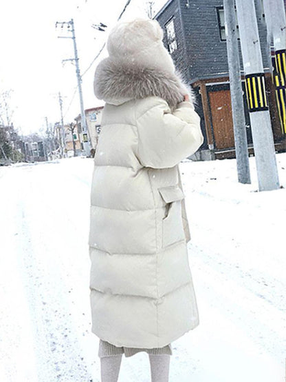 Puffer Coats For Women Ecru White Thicken Winter Outerwear