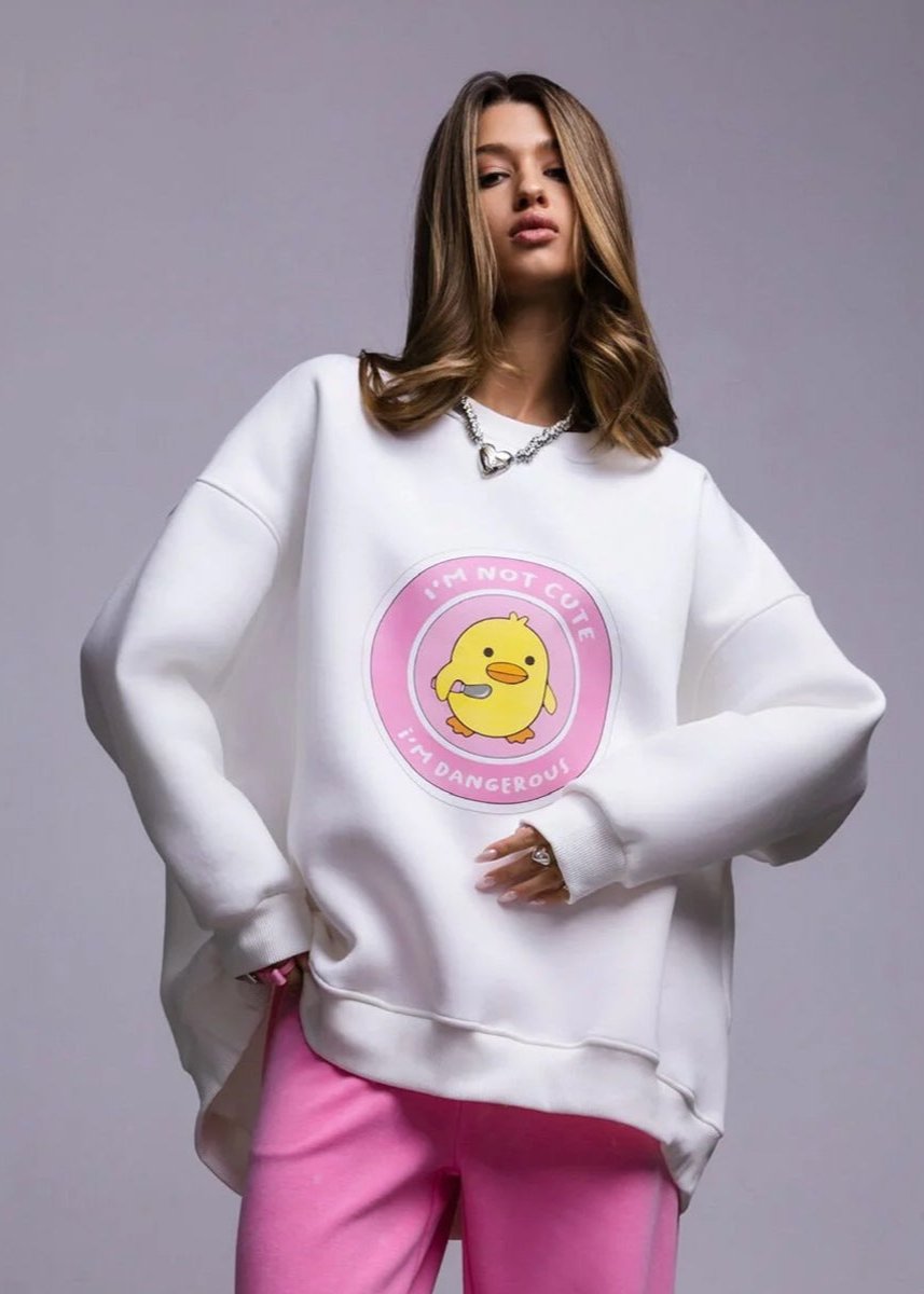 Playful Duck Graphic Oversized Sweatshirt
