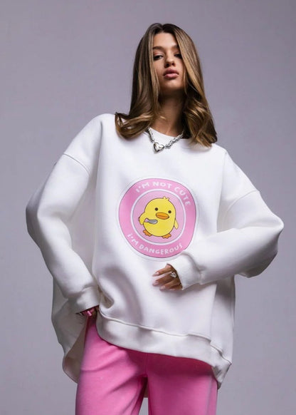 Playful Duck Graphic Oversized Sweatshirt