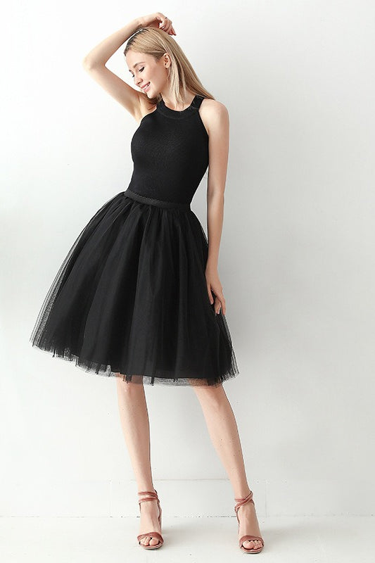 Adult High Waist Tulle Puff Mini Skirt